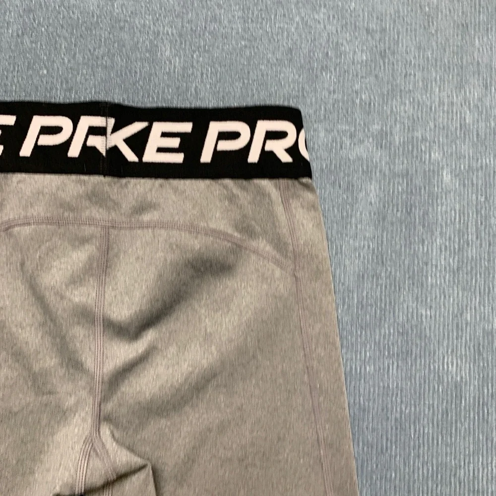 Nike Pro Shorts Girls 23 Heather Gray Dri Fit Training Technology High Waist